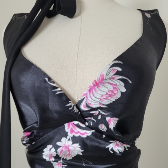 La Vie en Rose Slip Dress Deep V-neck Plunge Neckline Flowy Bias Cut Sleeveless - Picture 8 of 12